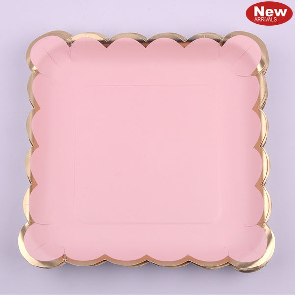 *12pk 19cm Luxe Pink Square Paper Plates